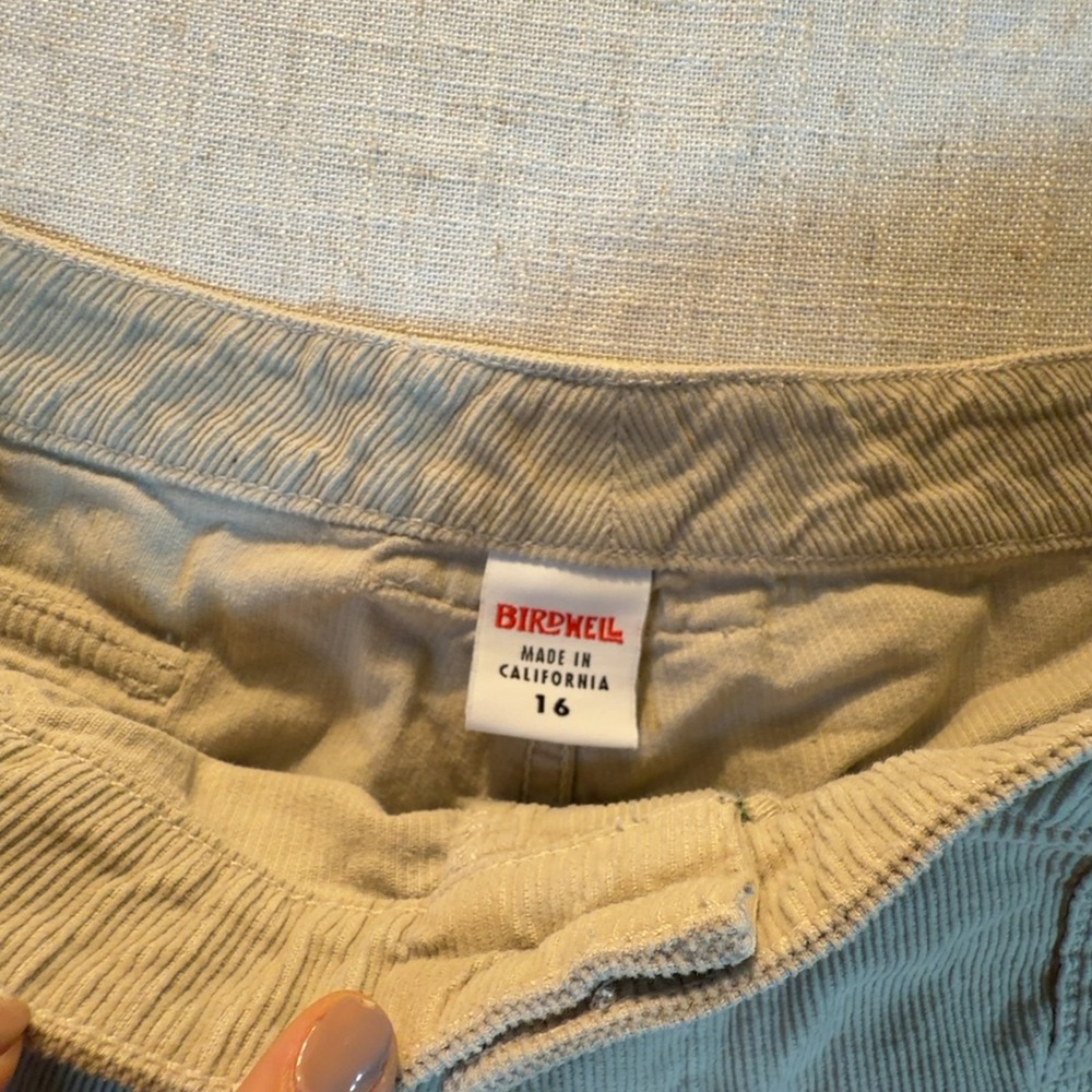 Birdwell Beach Britches Corduroy Shorts Light Blue Size 16 Made CA